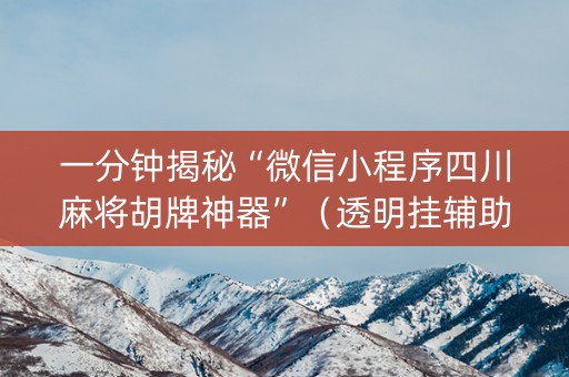 一分钟揭秘“微信小程序四川麻将胡牌神器”（透明挂辅助器)