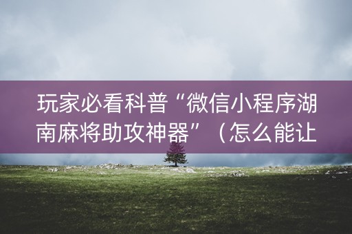 玩家必看科普“微信小程序湖南麻将助攻神器”（怎么能让牌好一点)