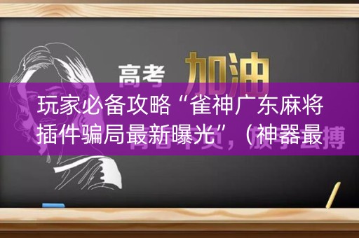 玩家必备攻略“雀神广东麻将插件骗局最新曝光”（神器最新免费)