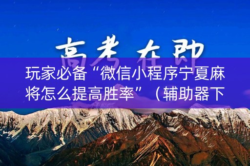 玩家必备“微信小程序宁夏麻将怎么提高胜率”（辅助器下载)