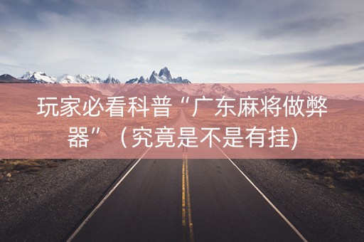 玩家必看科普“广东麻将做弊器”（究竟是不是有挂)