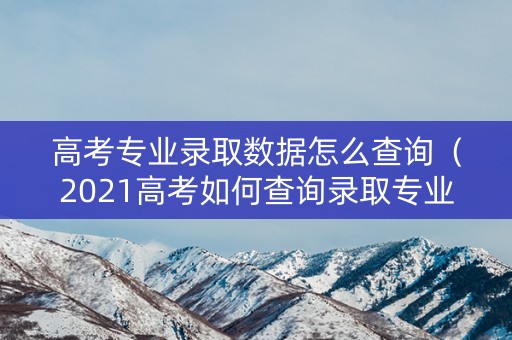 高考专业录取数据怎么查询（2021高考如何查询录取专业）