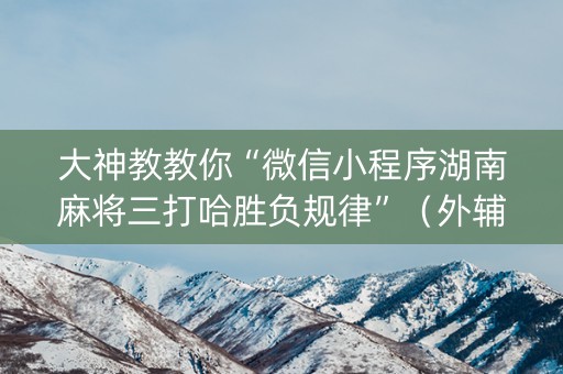 大神教教你“微信小程序湖南麻将三打哈胜负规律”（外辅工具)