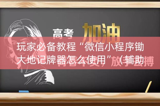 玩家必备教程“微信小程序锄大地记牌器怎么使用”（辅助器插件)