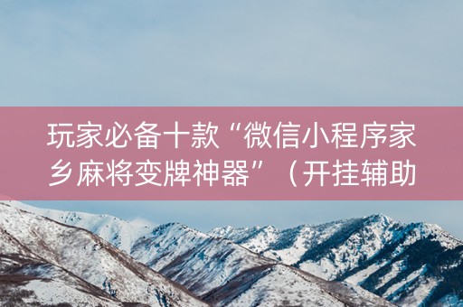 玩家必备十款“微信小程序家乡麻将变牌神器”（开挂辅助脚本)