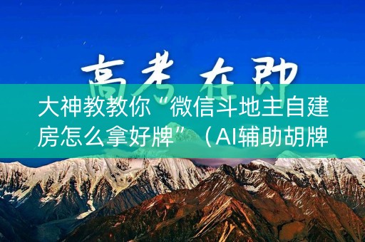 大神教教你“微信斗地主自建房怎么拿好牌”（AI辅助胡牌规则)