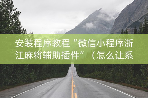 安装程序教程“微信小程序浙江麻将辅助插件”（怎么让系统给你发好牌)