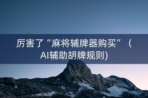 厉害了“麻将辅牌器购买”（AI辅助胡牌规则)