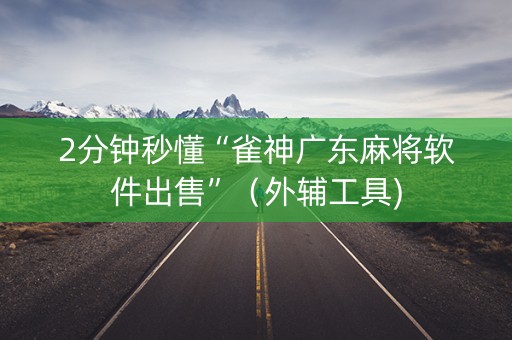 2分钟秒懂“雀神广东麻将软件出售”（外辅工具)