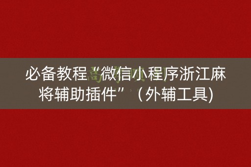 必备教程“微信小程序浙江麻将辅助插件”（外辅工具)