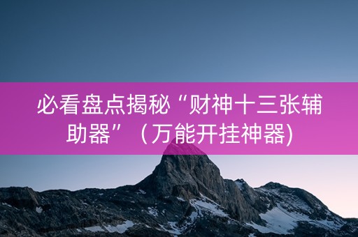 必看盘点揭秘“财神十三张辅助器”（万能开挂神器)