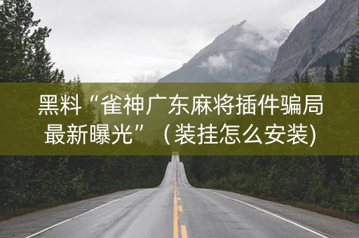 黑料“雀神广东麻将插件骗局最新曝光”（装挂怎么安装)