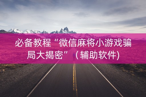必备教程“微信麻将小游戏骗局大揭密”（辅助软件)