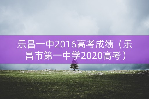乐昌一中2016高考成绩（乐昌市第一中学2020高考）