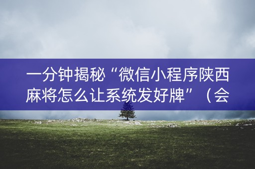 一分钟揭秘“微信小程序陕西麻将怎么让系统发好牌”（会员会提高胜率吗)