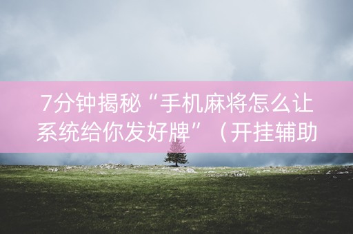 7分钟揭秘“手机麻将怎么让系统给你发好牌”（开挂辅助器插件)