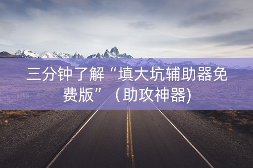 三分钟了解“填大坑辅助器免费版”（助攻神器)