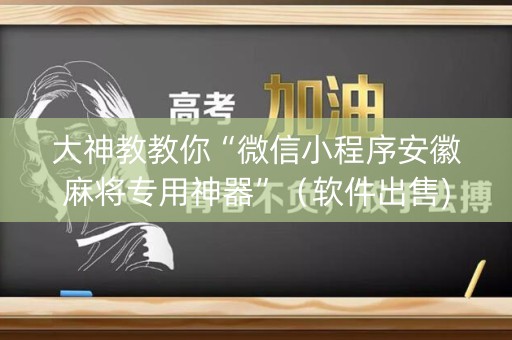大神教教你“微信小程序安徽麻将专用神器”（软件出售)