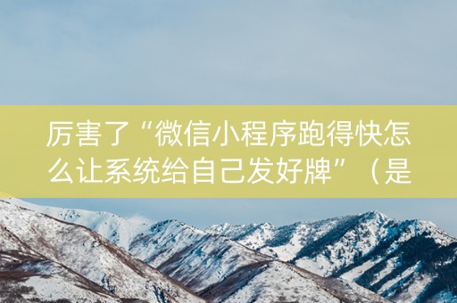 厉害了“微信小程序跑得快怎么让系统给自己发好牌”（是否能开挂)