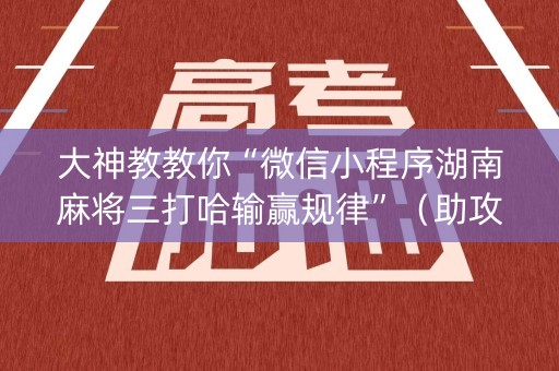 大神教教你“微信小程序湖南麻将三打哈输赢规律”（助攻神器)