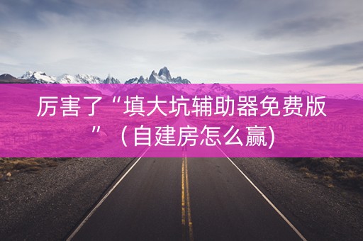 厉害了“填大坑辅助器免费版”（自建房怎么赢)
