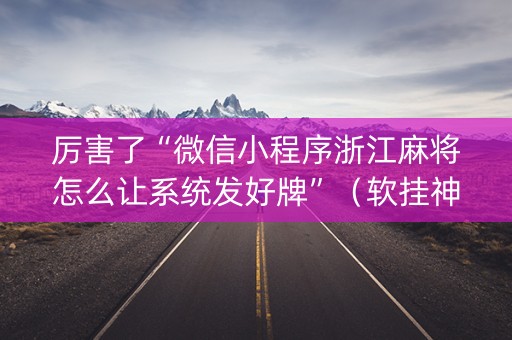 厉害了“微信小程序浙江麻将怎么让系统发好牌”（软挂神器)