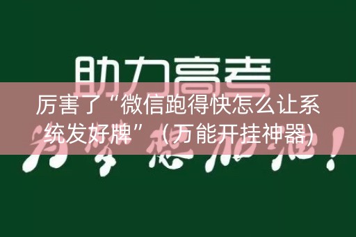 厉害了“微信跑得快怎么让系统发好牌”（万能开挂神器)