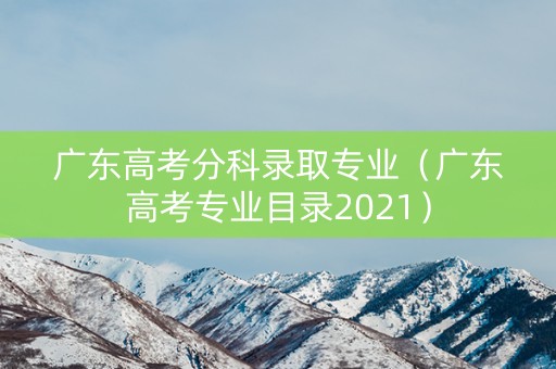 广东高考分科录取专业（广东高考专业目录2021）