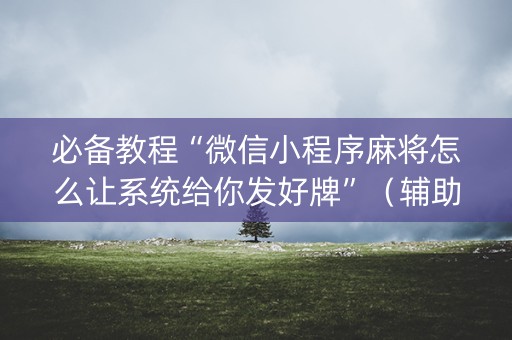 必备教程“微信小程序麻将怎么让系统给你发好牌”（辅助器下载)