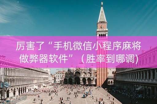 厉害了“手机微信小程序麻将做弊器软件”（胜率到哪调)