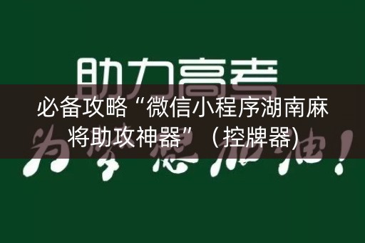 必备攻略“微信小程序湖南麻将助攻神器”（控牌器)