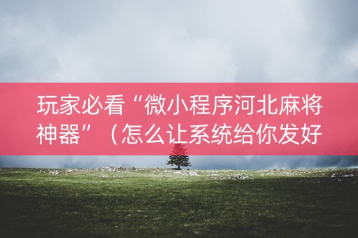 玩家必看“微小程序河北麻将神器”（怎么让系统给你发好牌)