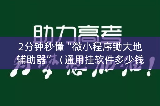 2分钟秒懂“微小程序锄大地辅助器”（通用挂软件多少钱)