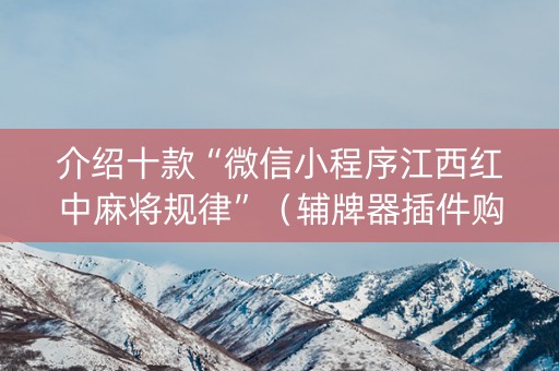 介绍十款“微信小程序江西红中麻将规律”（辅牌器插件购买)