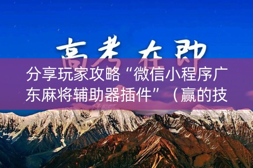 分享玩家攻略“微信小程序广东麻将辅助器插件”（赢的技巧规律)