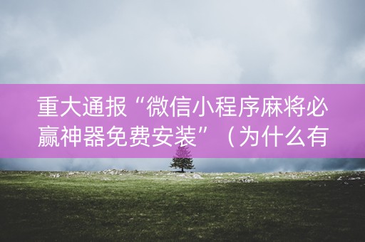 重大通报“微信小程序麻将必赢神器免费安装”（为什么有人一直赢)
