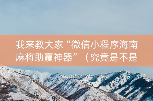 我来教大家“微信小程序海南麻将助赢神器”（究竟是不是有挂)