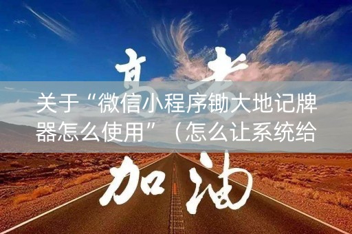关于“微信小程序锄大地记牌器怎么使用”（怎么让系统给自己好牌)