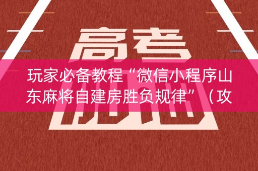玩家必备教程“微信小程序山东麻将自建房胜负规律”（攻略插件)