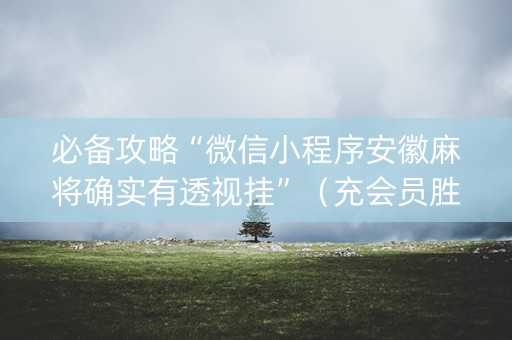 必备攻略“微信小程序安徽麻将确实有透视挂”（充会员胜率高)