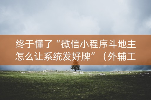 终于懂了“微信小程序斗地主怎么让系统发好牌”（外辅工具)