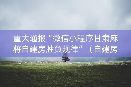 重大通报“微信小程序甘肃麻将自建房胜负规律”（自建房怎么赢)