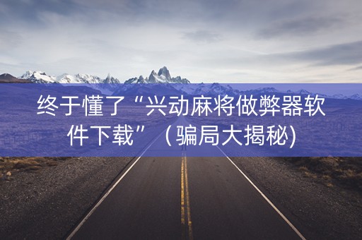 终于懂了“兴动麻将做弊器软件下载”（骗局大揭秘)
