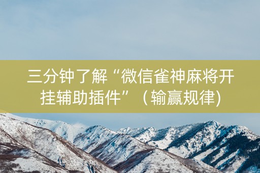 三分钟了解“微信雀神麻将开挂辅助插件”（输赢规律)