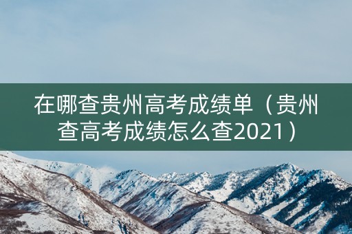 在哪查贵州高考成绩单（贵州查高考成绩怎么查2021）