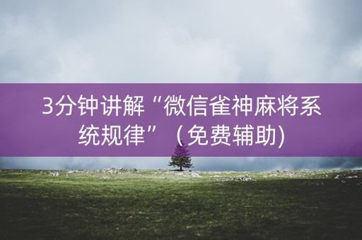 3分钟讲解“微信雀神麻将系统规律”（免费辅助)