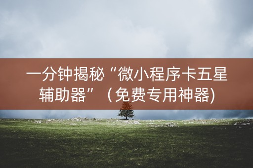 一分钟揭秘“微小程序卡五星辅助器”（免费专用神器)