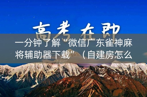 一分钟了解“微信广东雀神麻将辅助器下载”（自建房怎么赢)