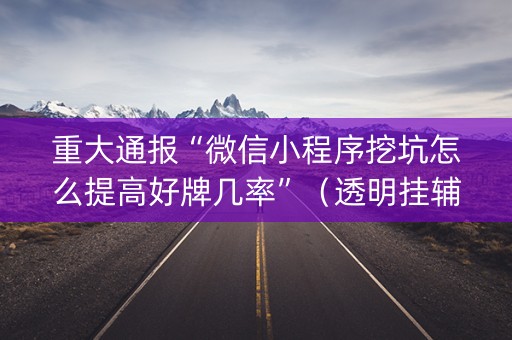 重大通报“微信小程序挖坑怎么提高好牌几率”（透明挂辅助器)