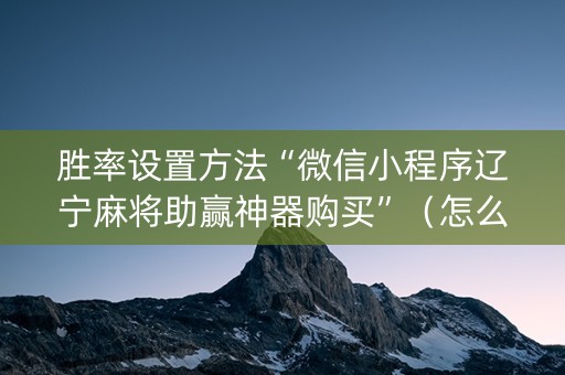 胜率设置方法“微信小程序辽宁麻将助赢神器购买”（怎么能让牌好一点)